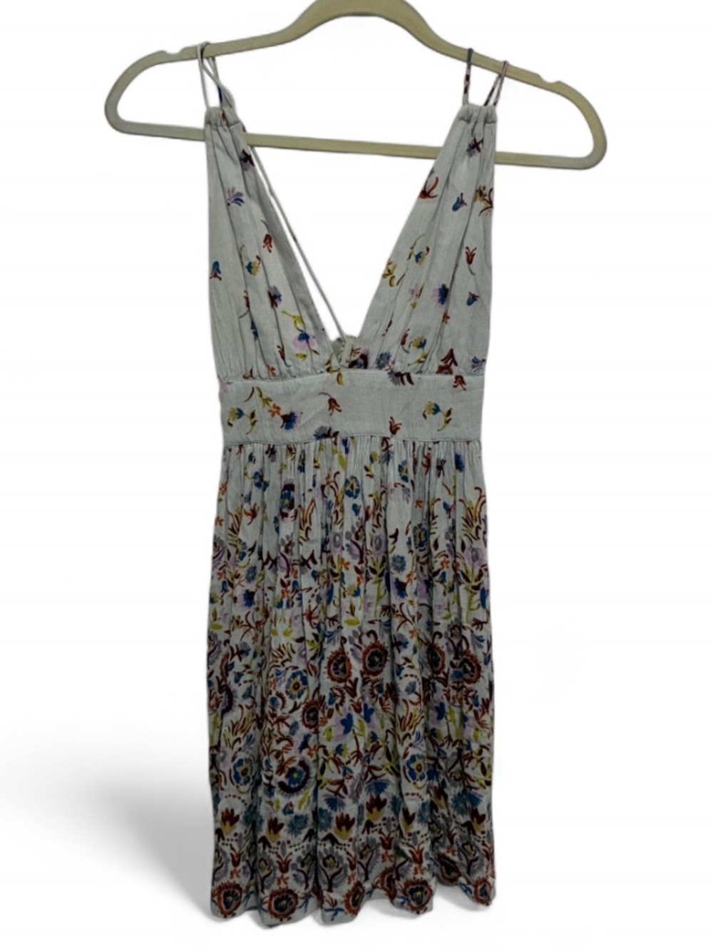 Kimchi Blue Light Blue Boho Floral V-Neck Sleeveless Mini Dress